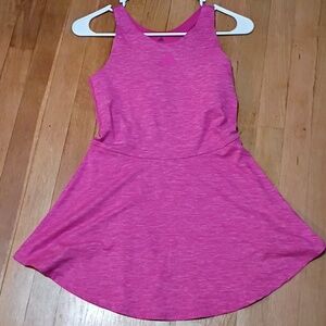 Adidas Girls Pink Melange Flounce Dress Built In Undershirt Nwt Multiple L Xl